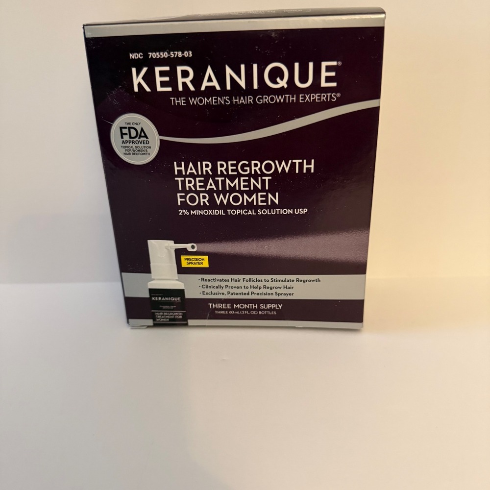 Keranique Hair‎ Regrowth Tx Women 2% Minoxidil Topical Sol 3 Month 3 Bottle